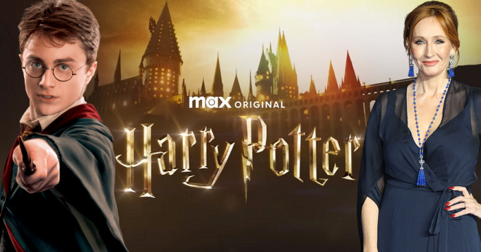 Daniel Radcliffe en Harry Potter et J.K. Rowling, auteure des livres originales