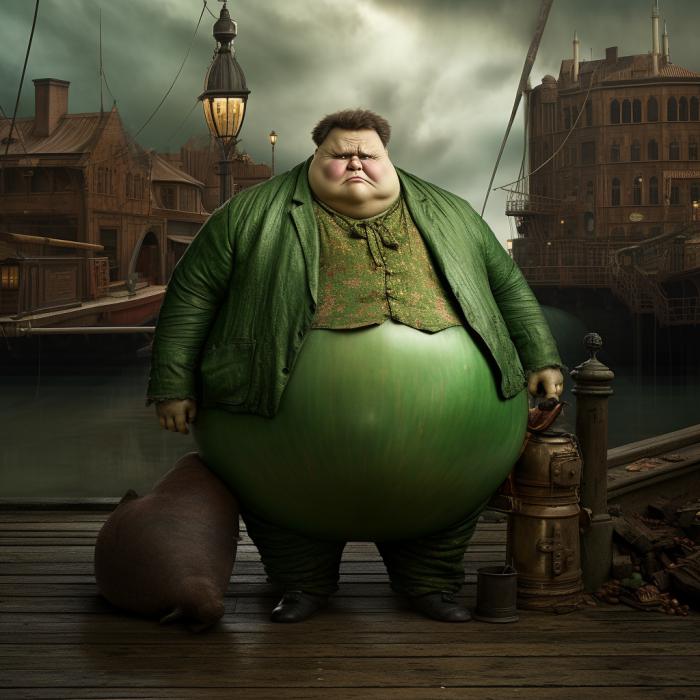 Green Lantern recreated in an obese version by an AI.