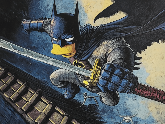 Bart façon Batman avec un sabre