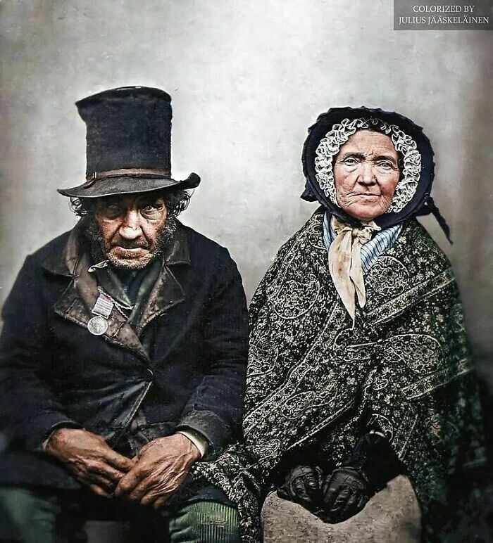 British veteran of the Napoleonic Wars with his wife circa 1840