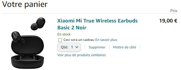 Xiaomi Mi True Wireless Earbuds Basic 2 Noir - Ecouteur Redmi sans fil