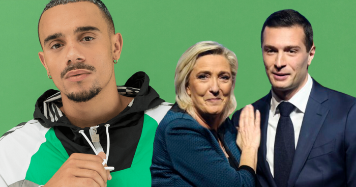 Mister V, Marine Le Pen et Jordan Bardella (RN)