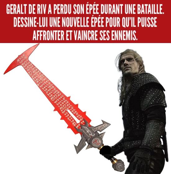 Geralt qui tient une épée
