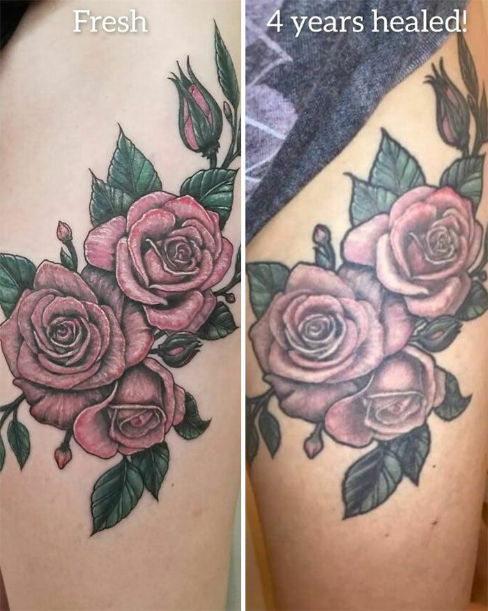 tatouages vieillissant de roses