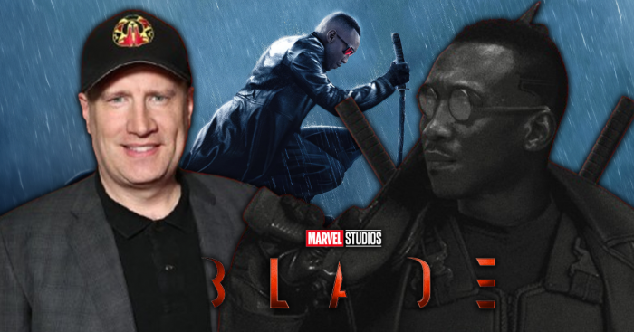 Kevin Feige, le président de Marvel Studios et Mahershala Ali dans le rôle de Blade