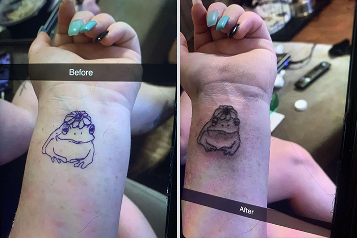 tatouage raté grenouille