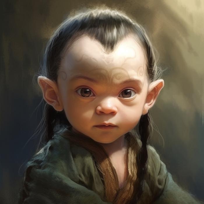 Elrond recréé en version bébé par une IA.