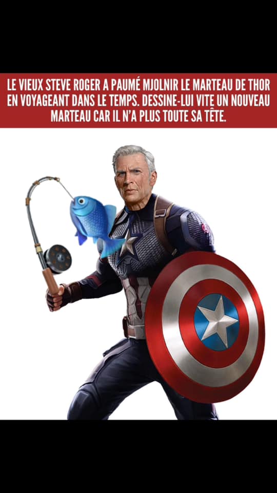 Captain America avec une canne à pêche