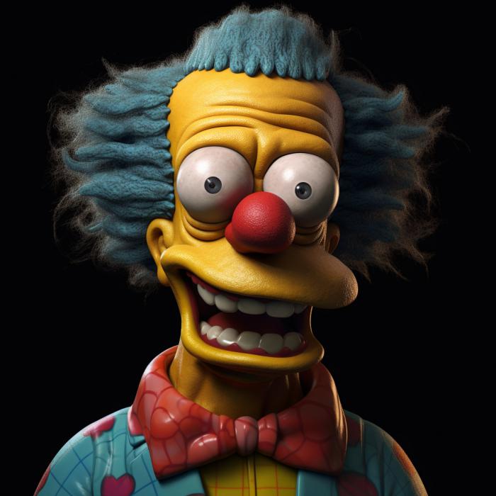 Krusty le clown recréé en version réaliste par une IA.