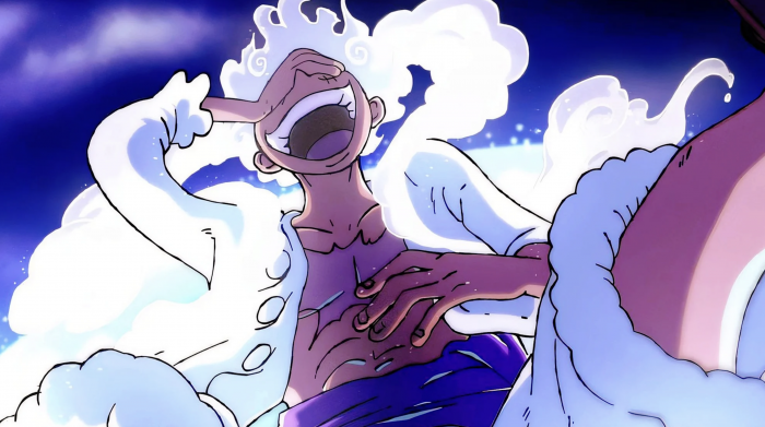 Luffy de One Piece après avoir activé le Gear 5