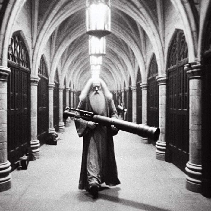 Dumbledore prêt à faire tout pêter avec son bazooka