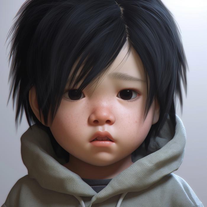 Sasuke de Naruto recréé en version bébé par une IA.
