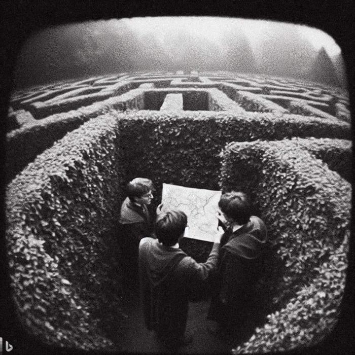 Les élèves dans le labyrinthe
