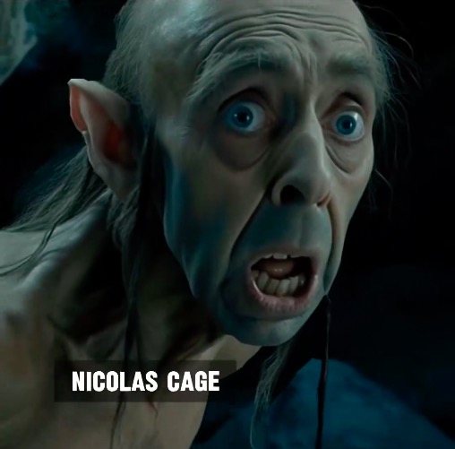 Nicolas Cage en Gollum 