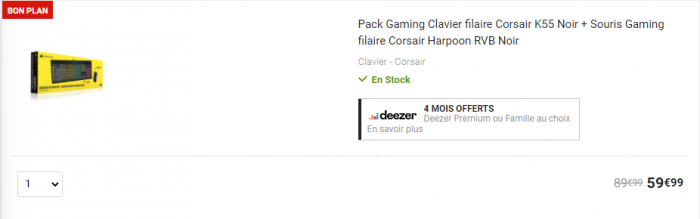 Pack Gaming Clavier filaire Corsair K55 Noir + Souris Gaming filaire Corsair  Harpoon RVB Noir - Fnac.ch - Clavier