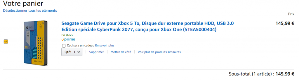 Disque Dur Xbox One 5To Cyberpunk : les offres