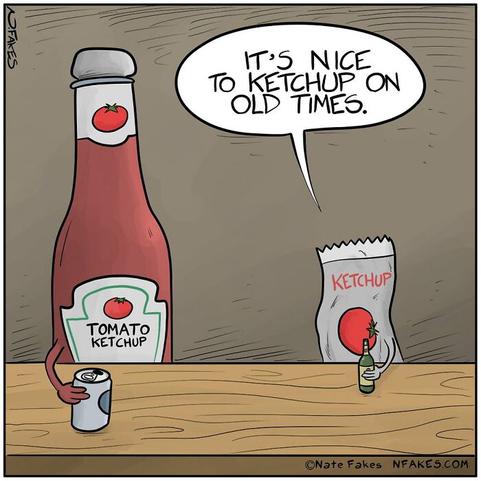 Deux ketchup tapant la discute.
