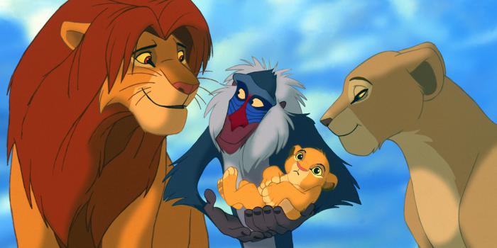 Mufasa, Rafiki, Nala dans Le Roi Lion. 