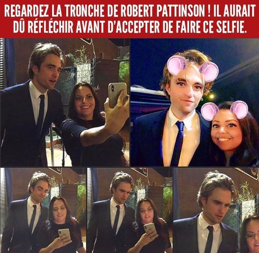 Robert Pattinson qui fait un selfie avec une fan