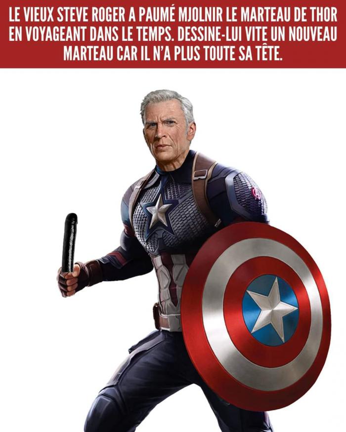 Captain America avec un jouet pour adulte 