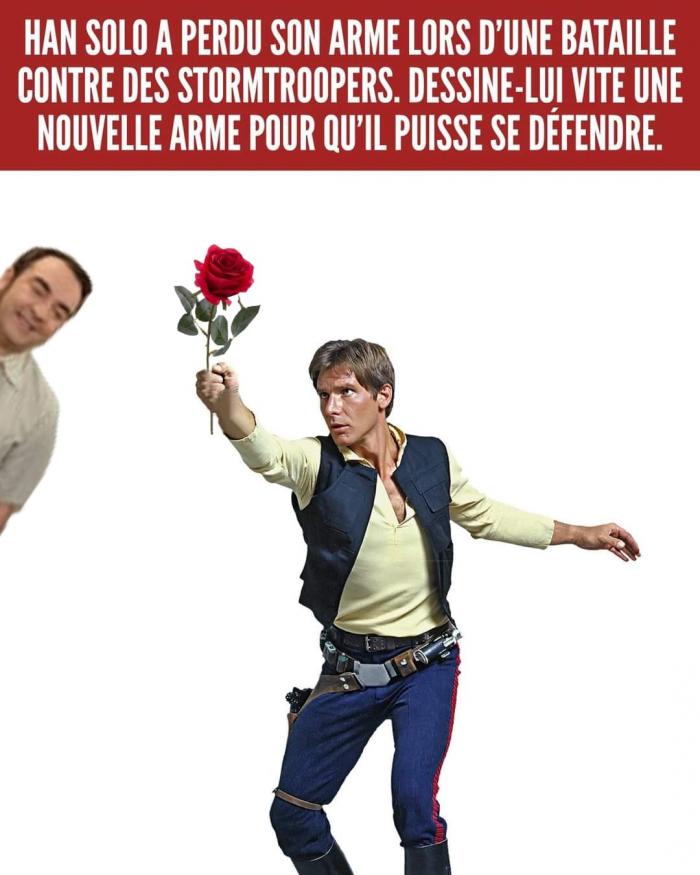 Han Solo qui offre une rose à Bruno Solo