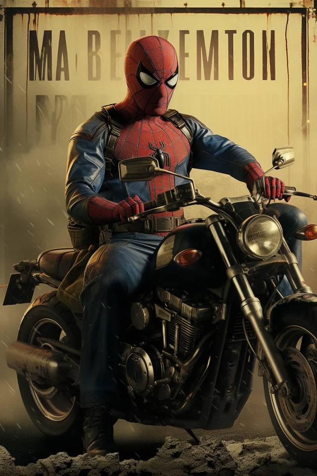 spiderman en moto en gangsta