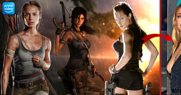 Lara Croft, Alicia Vikander et Angelina Jolie