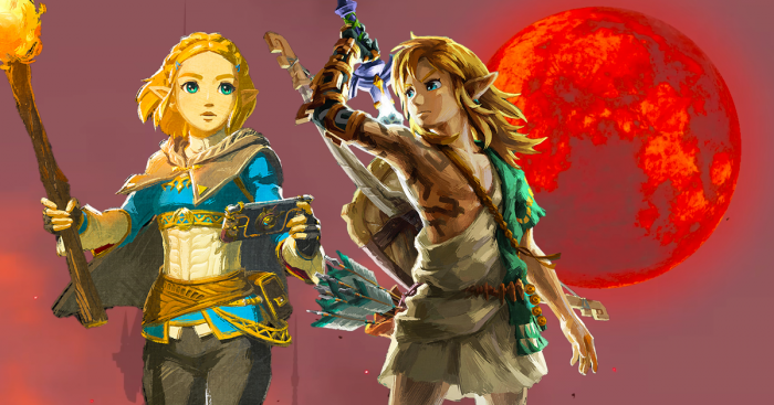 Zelda, Link et la Lune Rouge dans le jeu The Legend of Zelda: Tears of the Kingdom