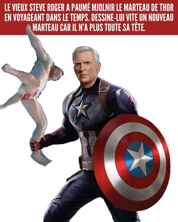 Captain America qui tient le plongeur des JO de Paris 2024