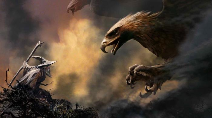 gandalf and the eagles lotr movie concept art