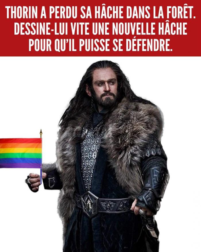 Thorin avec un drapeau LGBTQIA+