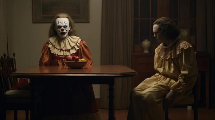Pennywise devant une table