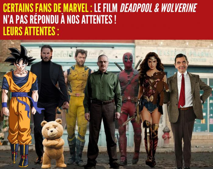 Deadpool, Wolverine, Goku, Ted, John Wick, Walter White, Wonder Woman et Mr Bean