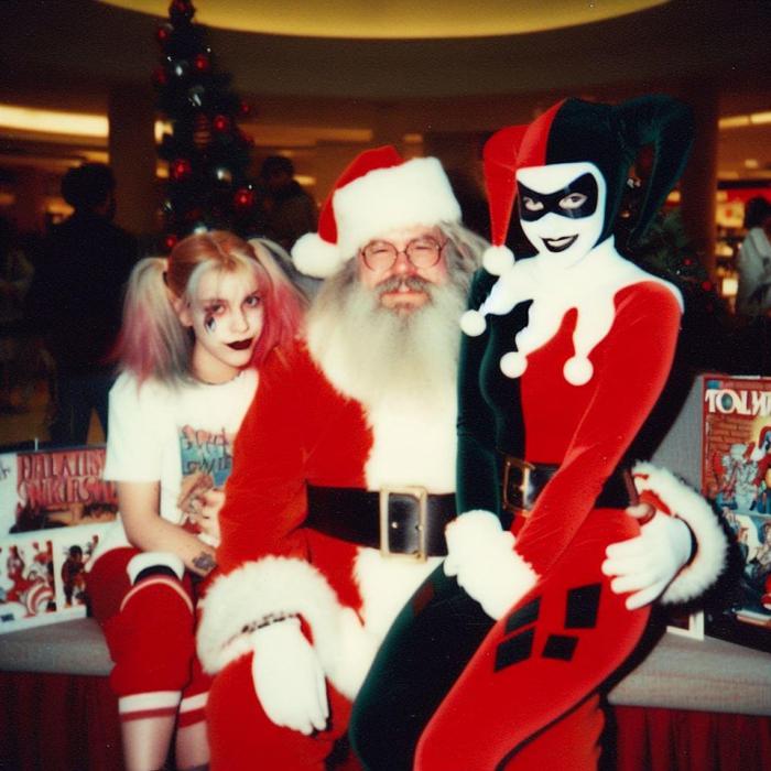 Le père Noël et Harley Quinn