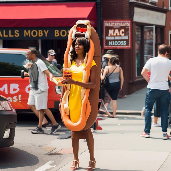 Michelle Obama en vendeuse de hot-dogs
