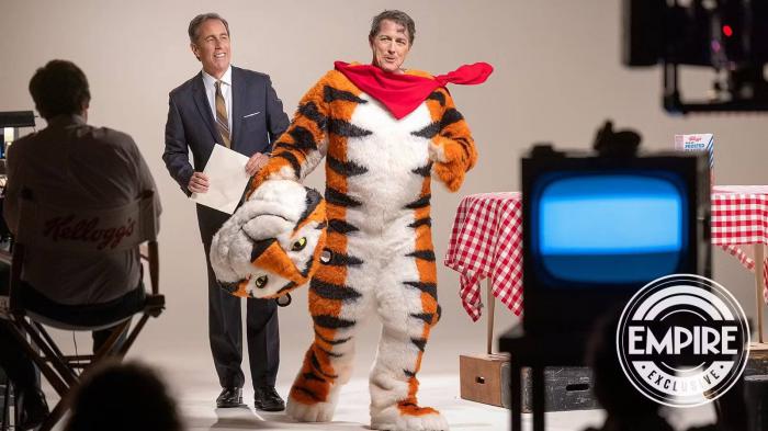 Hugh Grant en costume de Tony le Tigre