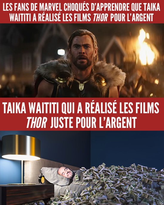 Blague sur Taika Waititi, Thor et Marvel