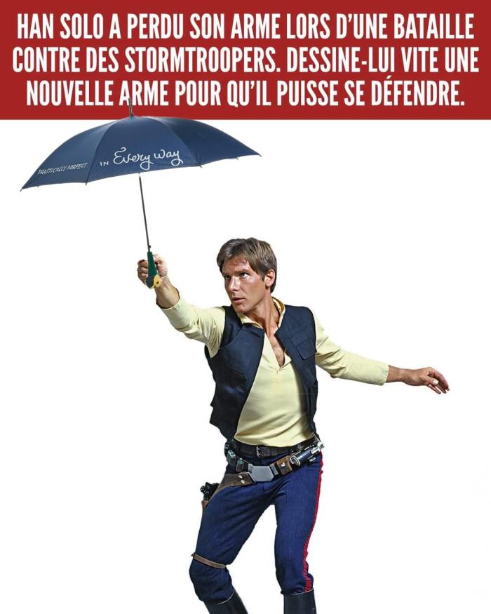 Han Solo qui tient un parapluie