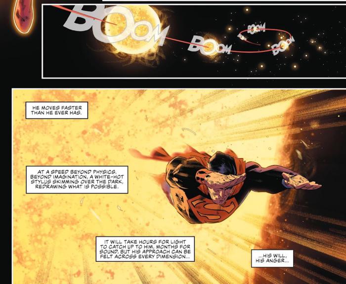 Superman atteint une vitesse supraluminique.