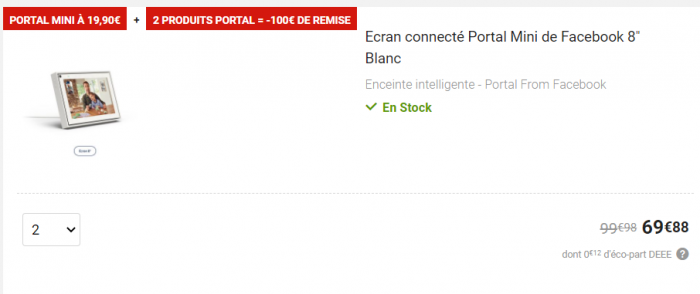 Ecran connecté Portal Mini de Facebook 8 Noir - Enceinte intelligente