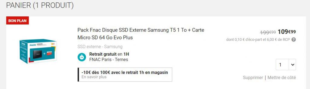 Disque dur Samsung Pack SSD SAMSUNG T5 1To + Carte Micro SD 64Go
