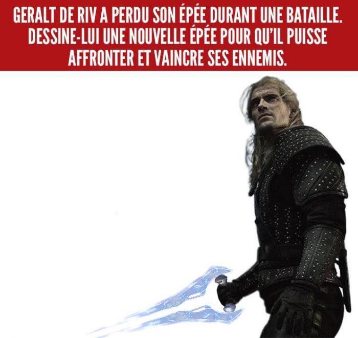 Geralt qui tient une arme