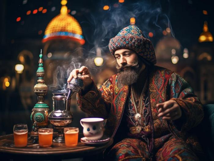 un homme turc en train de prendre le thé