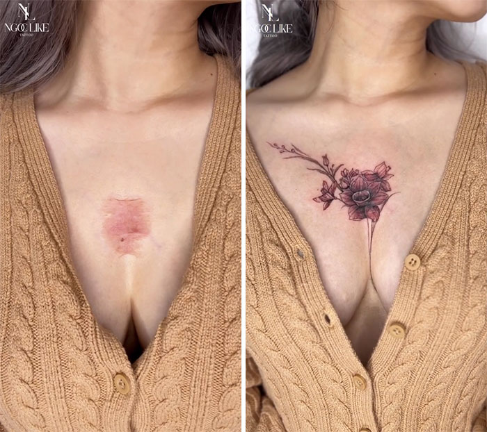 tatouage entre la poitrine