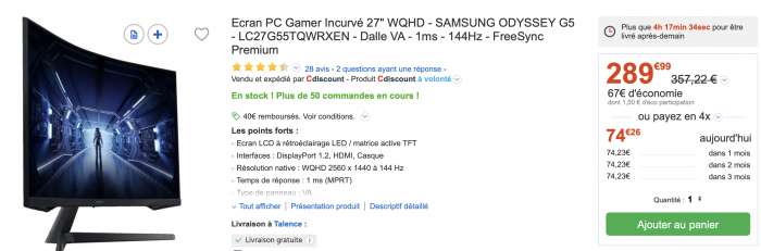 Ecran PC Gamer Samsung : belle réduction sur ce magnifique écran gamer  incurvé