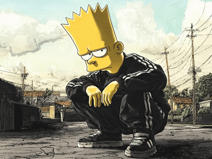 Bart le délinquant en pleine rue