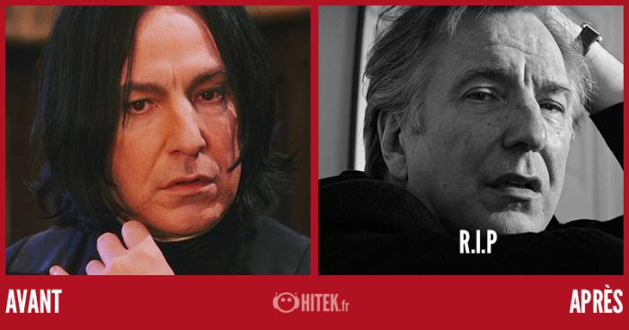 Severus Rogue à gauche et Alan Rickman à droite.
