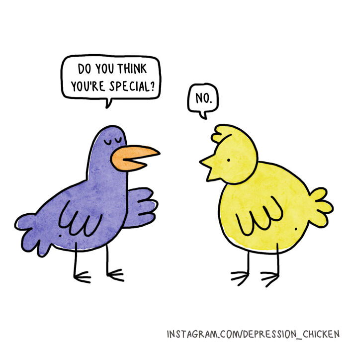 Depression Chicken en violet