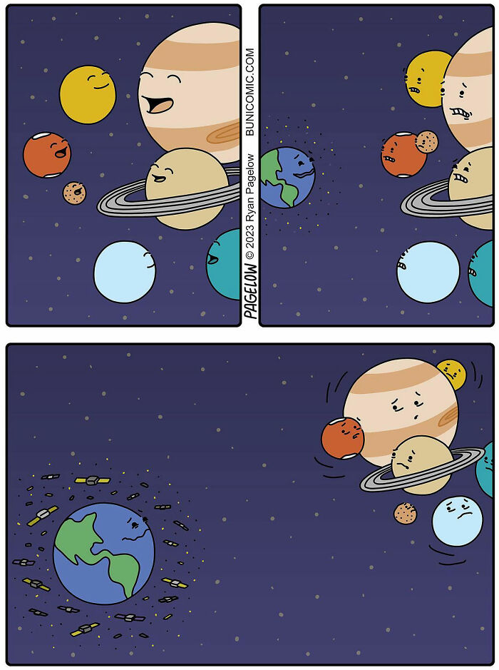 bande dessinée avec des planètes