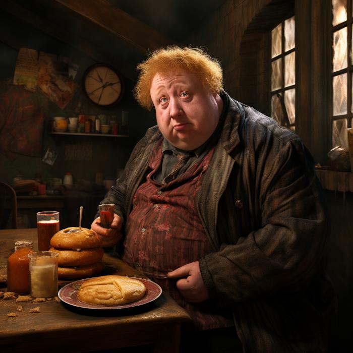 Arthur Weasley recréé en version obèse par une IA.